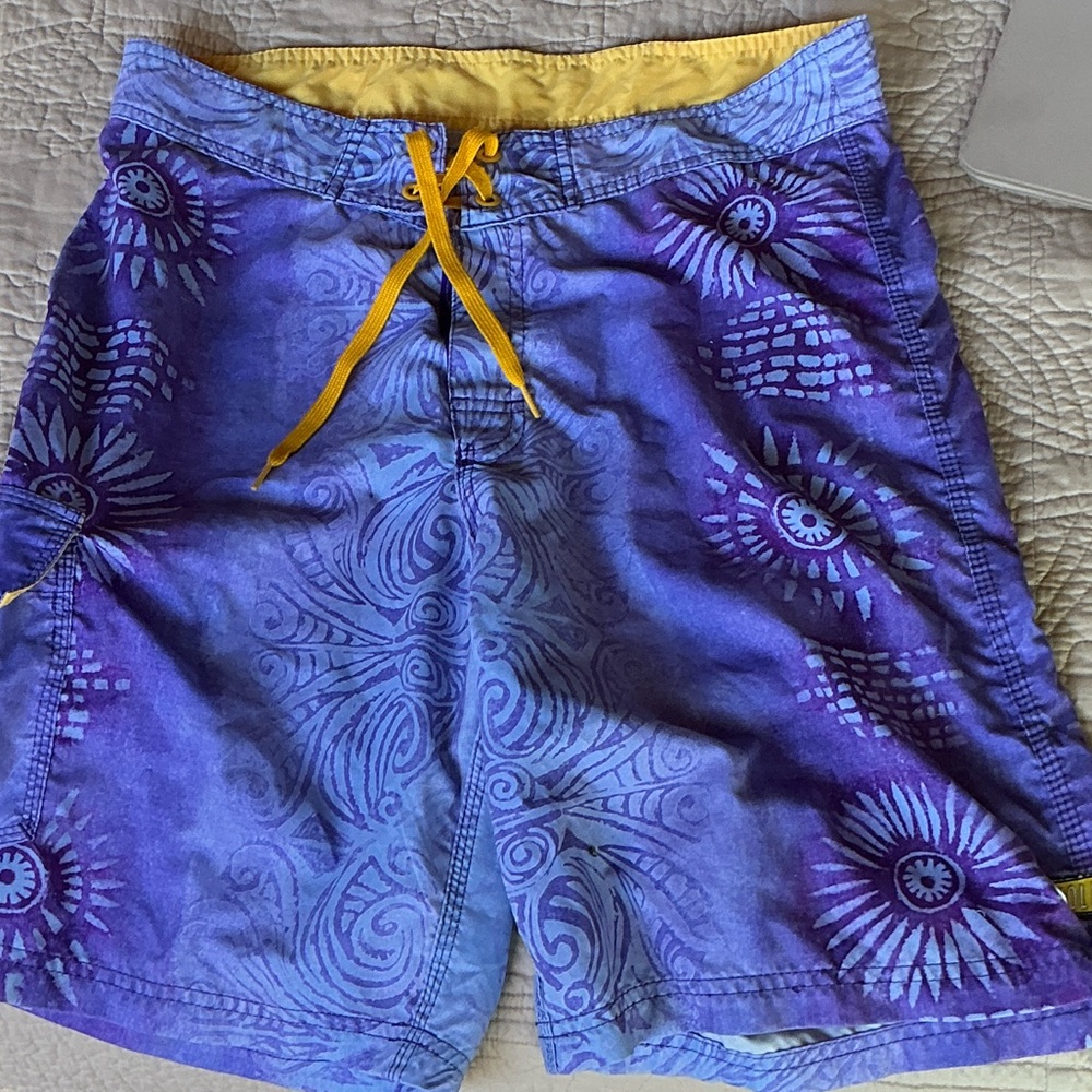 Vibrant Purple/Blue and Yellow Men's Swim Board Shorts